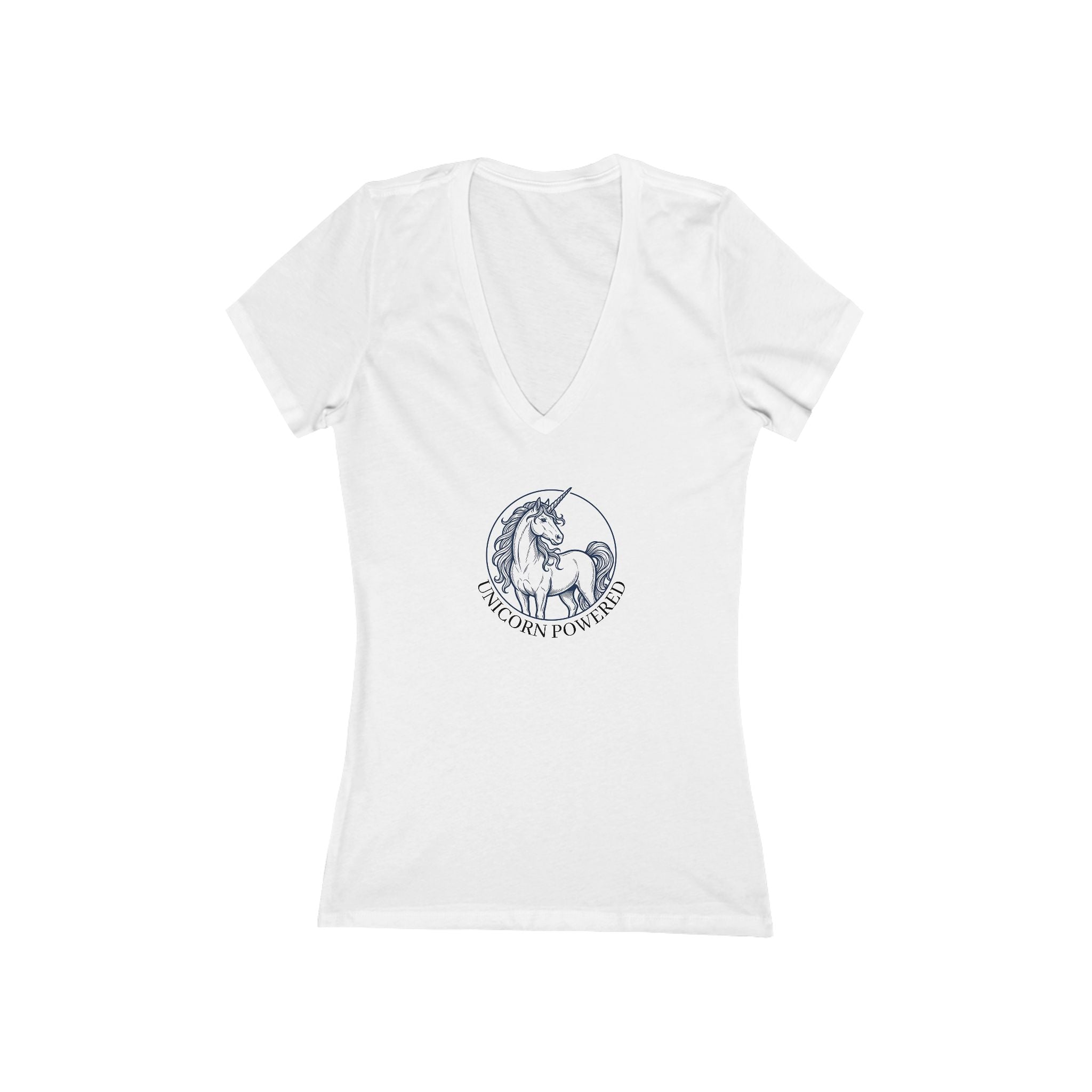 UNICORN POWERED Women's Jersey Short Sleeve Deep V-Neck Tee
